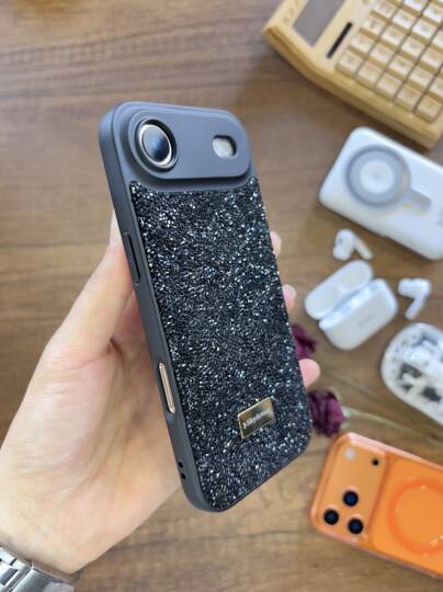 iPhone 17 Air Uyumlu Kadife İç Yüzey Tasarımlı Taşlı Işıltılı Parlak Pırlanta Kılıf Dia Plus - 41