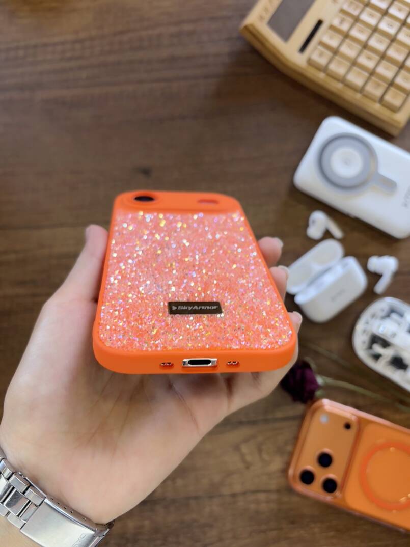 iPhone 17 Air Uyumlu Kadife İç Yüzey Tasarımlı Taşlı Işıltılı Parlak Pırlanta Kılıf Dia Plus - 45