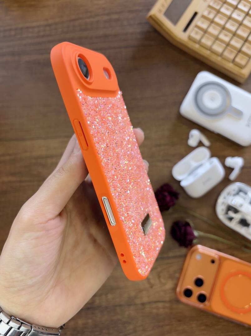 iPhone 17 Air Uyumlu Kadife İç Yüzey Tasarımlı Taşlı Işıltılı Parlak Pırlanta Kılıf Dia Plus - 46