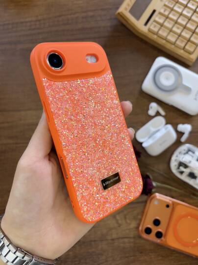 iPhone 17 Air Uyumlu Kadife İç Yüzey Tasarımlı Taşlı Işıltılı Parlak Pırlanta Kılıf Dia Plus - 47