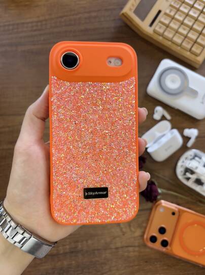iPhone 17 Air Uyumlu Kadife İç Yüzey Tasarımlı Taşlı Işıltılı Parlak Pırlanta Kılıf Dia Plus - 48