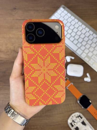 iPhone 17 Pro Max Kılıf Etnik Desenli Örgü Görünümlü Magsafe Uyumlu Premium Kapak Kılıf SOO-900 - 2