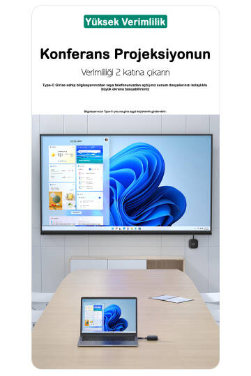 Kablosuz Görüntü Aktarıcı Type-C - 1080P 60Hz, USB-C TX-RX, Tak Çalıştır, TV-PC Bağlantı Kiti - 7