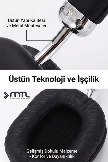Kablosuz Stereo Kulak Üstü Kulaklık HD Ses Bluetooth 5.3 Extra Bass Ios Ve Android Uyumlu MT964 - 7