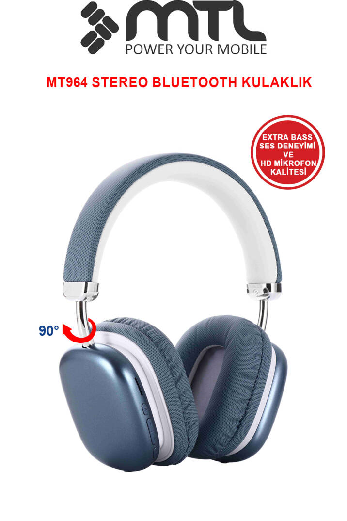Kablosuz Stereo Kulak Üstü Kulaklık HD Ses Bluetooth 5.3 Extra Bass Ios Ve Android Uyumlu MT964 - 12