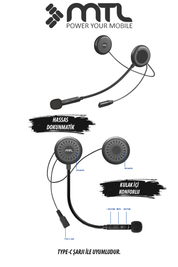 Kask İçi Bluetooth Kulaklık -Otomatik Cevaplama Universal iOS & Android Destekli MT-A962 - 2