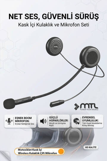 Kask İçi Bluetooth Kulaklık -Otomatik Cevaplama Universal iOS & Android Destekli MT-A962 - 4
