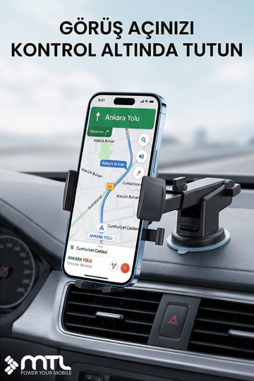 Katılabilir ve 270° Ayarlanabilir Kol Araç İçi Telefon Tutucu Dayanıklı Ve Güçlü Vantuzlu - 4