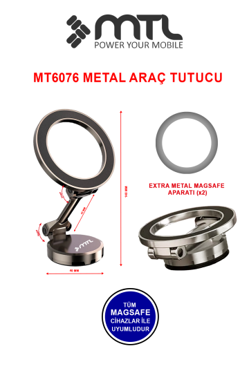 Katlanabilir MagSafe Uyumlu 360° Döner Çok Açılı Metal Telefon Standı Ve Araç İçi Telefon Tutucu - 2