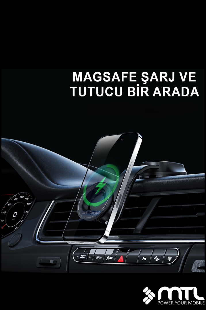 MagSafe Uyumlu Güçlü Dayanıklı Manyetik Araç İçi Telefon Tutucu Ayarlanabilir Kol Yapışkan Vantuslu - 5