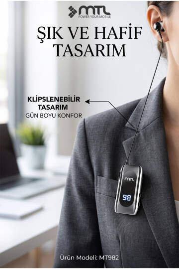 Makaralı Bluetooth Kulaklık Digital Göstergeli Çift Telefon Destekli MT982 - 3
