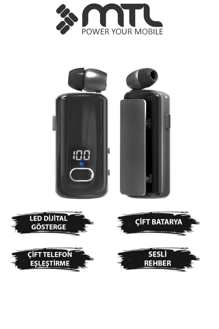 Makaralı Bluetooth Kulaklık Digital Göstergeli Çift Telefon Destekli MT983 - 1