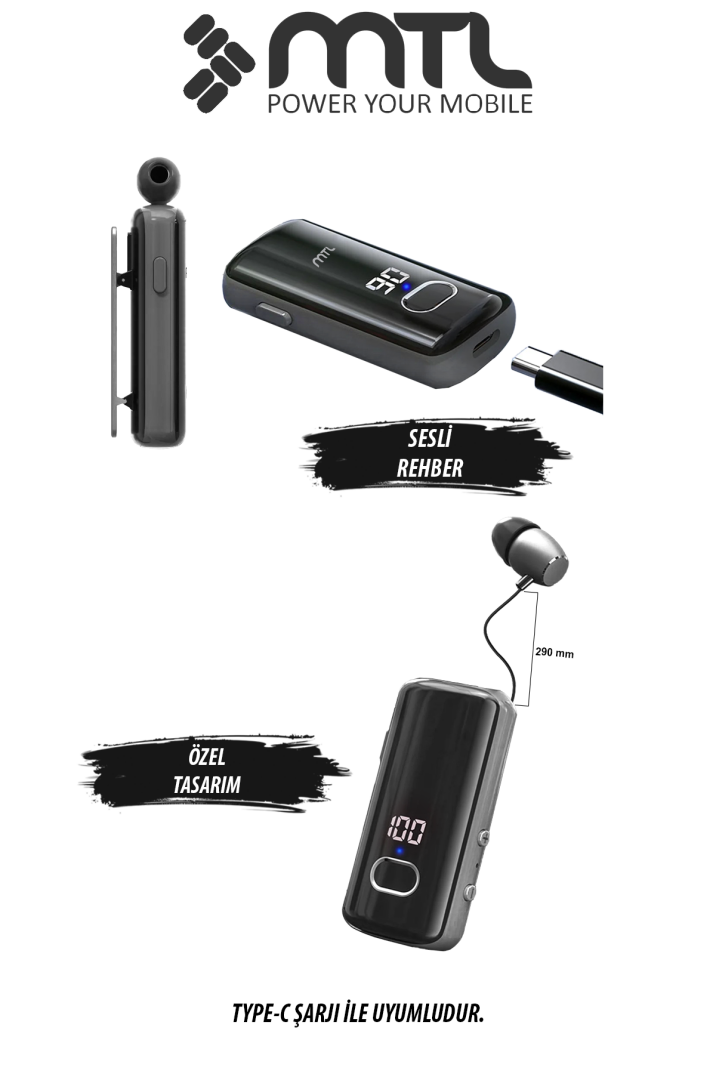 Makaralı Bluetooth Kulaklık Digital Göstergeli Çift Telefon Destekli MT983 - 2