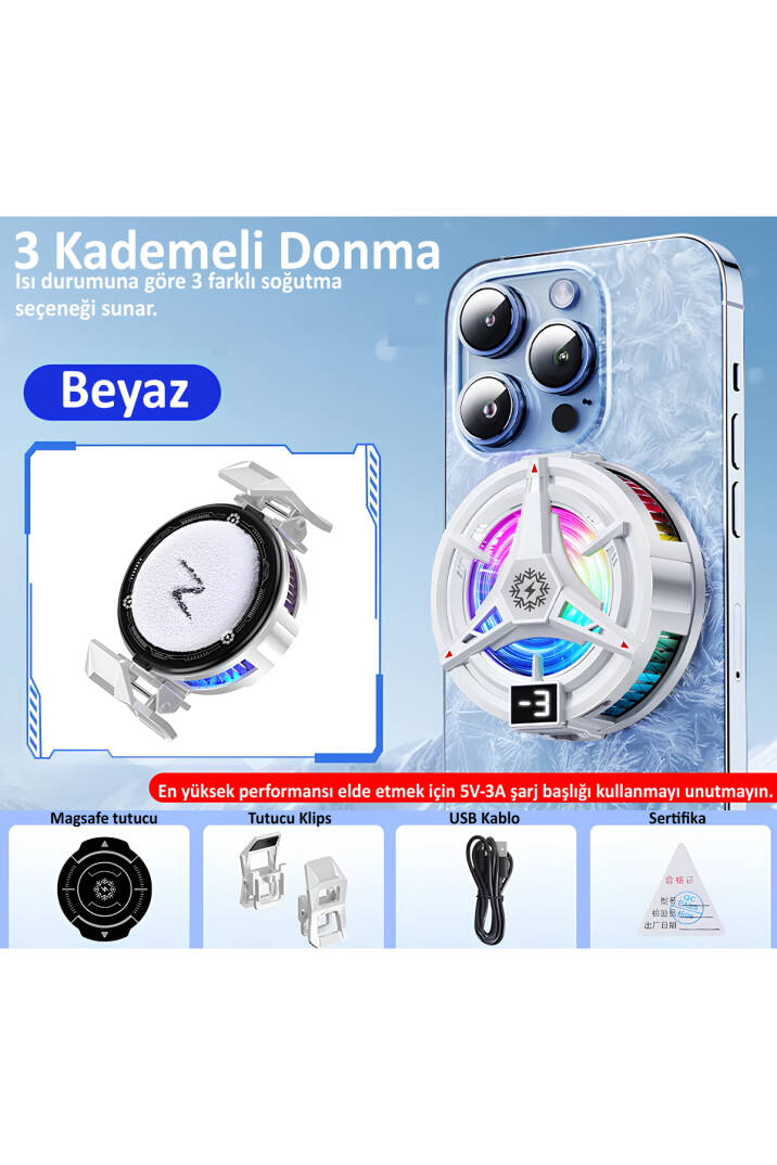 Manyetik Fanlı Telefon Soğutucu | Magsafe Uyumlu, RGB'li, Yapay Zeka Soğutma MT8462 - 9