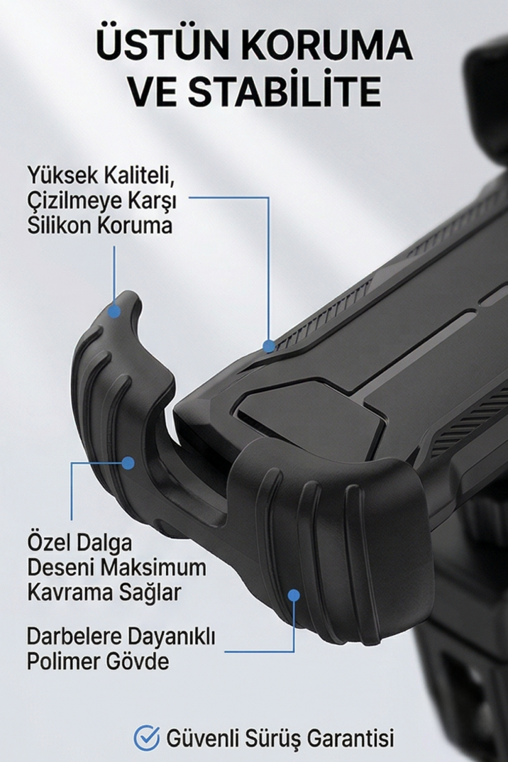 Motosiklet Bisiklet Telefon Tutucu Titreşim Önleyici 4 Köşe Kilit 360° Döner MT6086 - 3