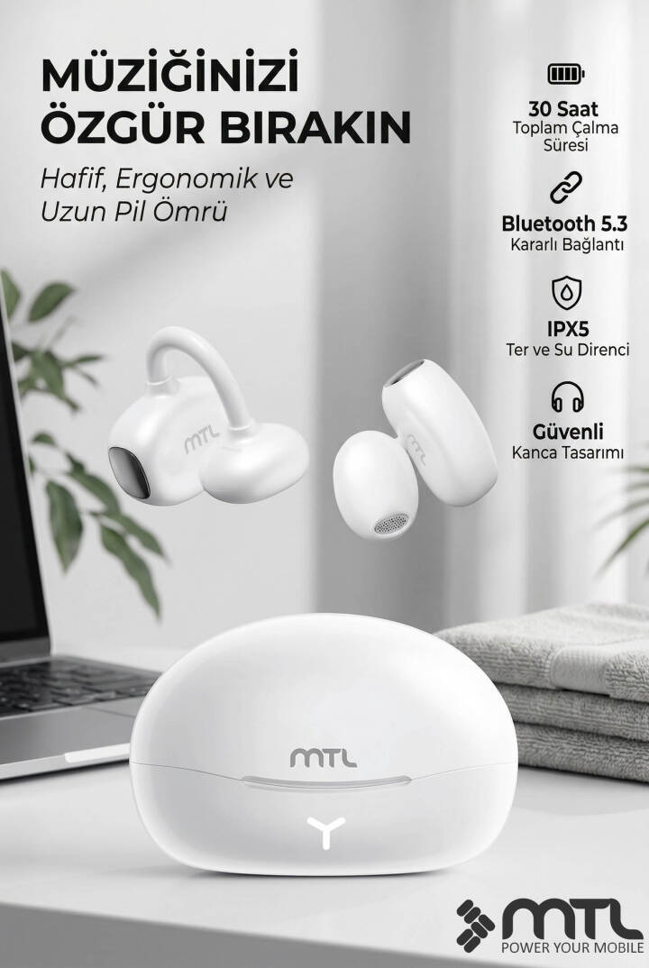 OWS Klipsli Kablosuz BT v5.4 + EDR + ANC Kulak Üstü Premium Sporcu Kulaklığı MT930 - 4