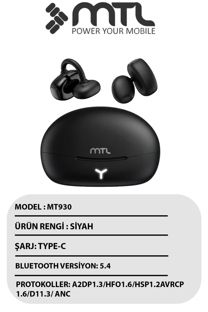 OWS Klipsli Kablosuz BT v5.4 + EDR + ANC Kulak Üstü Premium Sporcu Kulaklığı MT930 - 10