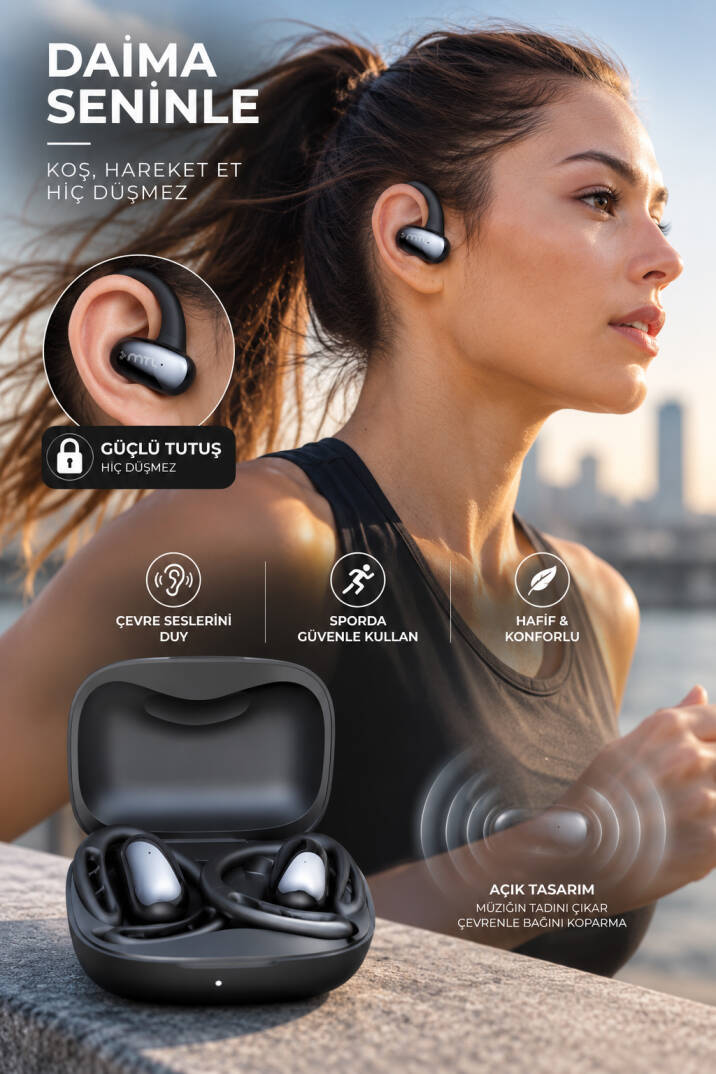 OWS Sporcu Kablosuz Bluetooth Kulaklık Kulak Üstü Ultra Konforlu Air Conduction Tipi MT934 - 4