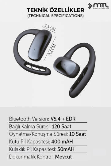 OWS Sporcu Kablosuz Bluetooth Kulaklık Kulak Üstü Ultra Konforlu Air Conduction Tipi MT934 - 7