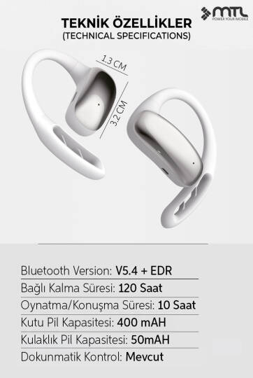 OWS Sporcu Kablosuz Bluetooth Kulaklık Kulak Üstü Ultra Konforlu Air Conduction Tipi MT934 - 14