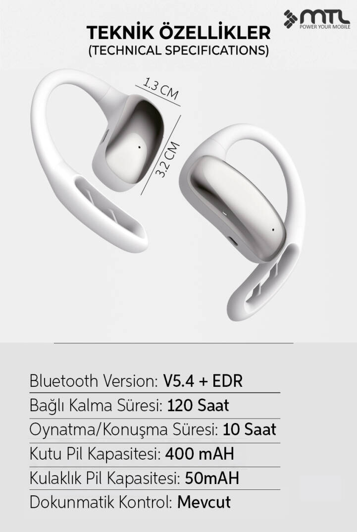 OWS Sporcu Kablosuz Bluetooth Kulaklık Kulak Üstü Ultra Konforlu Air Conduction Tipi MT934 - 14