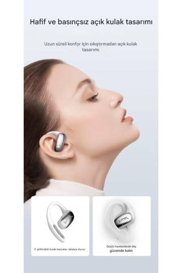 OWS Sporcu Kablosuz Bluetooth Kulaklık Kulak Üstü Ultra Konforlu Air Conduction Tipi MT934 - 19