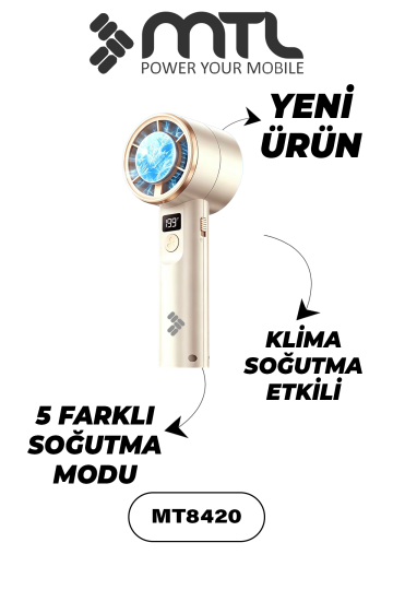 Peltier Buz Soğutmalı El Vantilatörü | 199 Kademe, 3600mAh, 9300 RPM, USB-C, Askılı MT8420 - 2