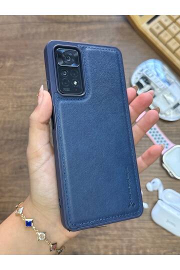 Redmi Note 11 Pro 4G Uyumlu Premium Deri Dokulu Darbelere Karşı Dayanıklı Nazal Silikon Kılıf