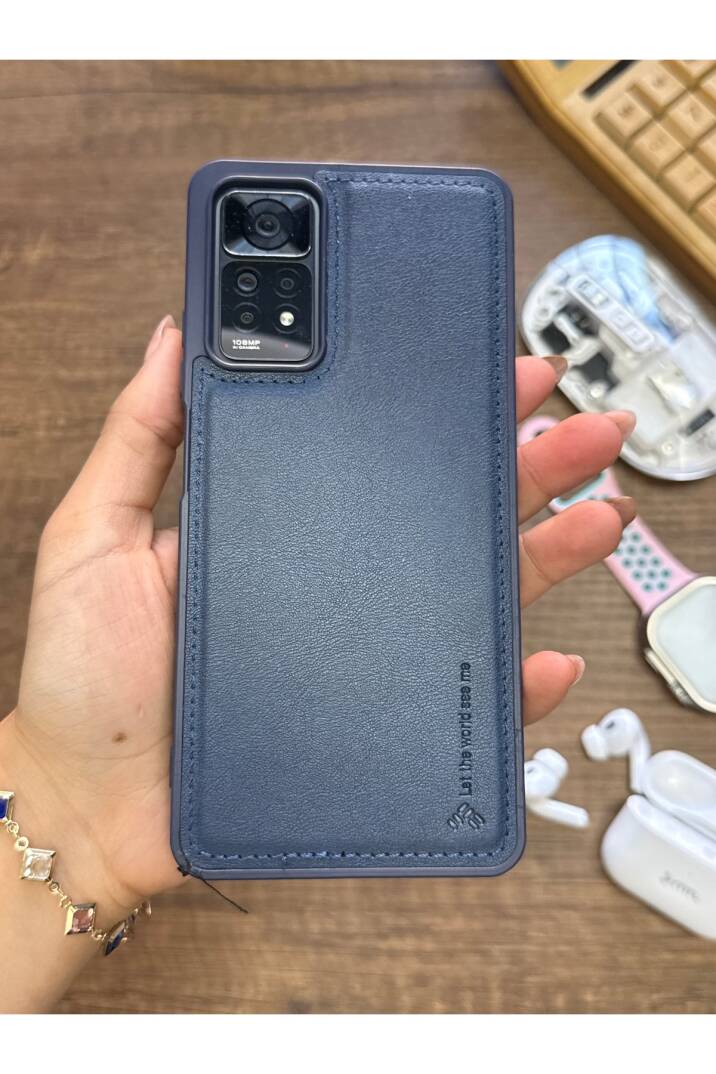Redmi Note 11 Pro 4G Uyumlu Premium Deri Dokulu Darbelere Karşı Dayanıklı Nazal Silikon Kılıf - 4