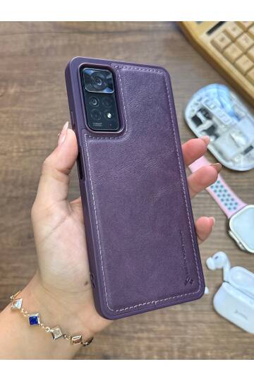 Redmi Note 11 Pro 4G Uyumlu Premium Deri Dokulu Darbelere Karşı Dayanıklı Nazal Silikon Kılıf - 5