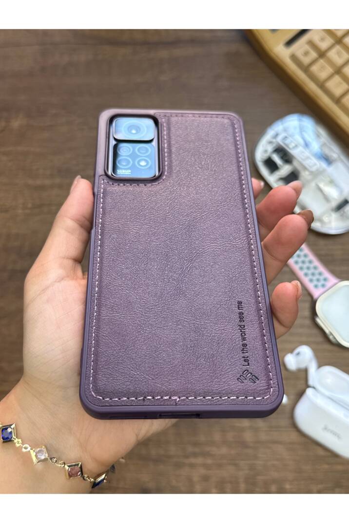 Redmi Note 11 Pro 4G Uyumlu Premium Deri Dokulu Darbelere Karşı Dayanıklı Nazal Silikon Kılıf - 7