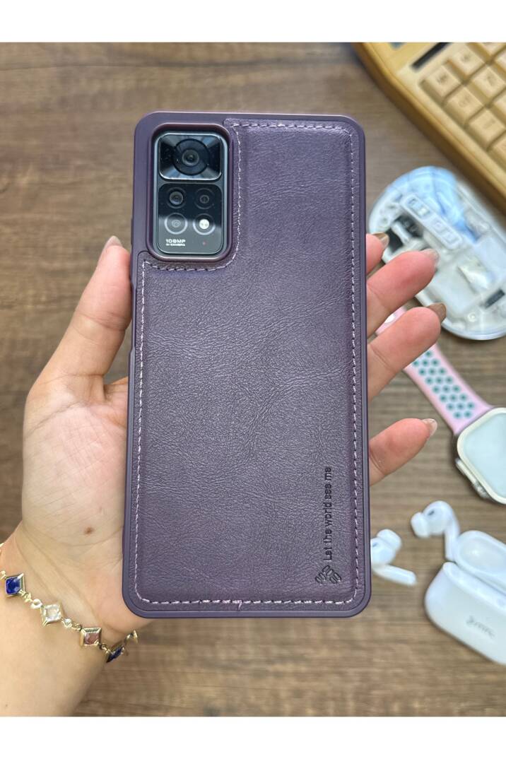 Redmi Note 11 Pro 4G Uyumlu Premium Deri Dokulu Darbelere Karşı Dayanıklı Nazal Silikon Kılıf - 8