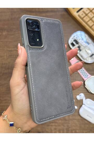 Redmi Note 11 Pro 4G Uyumlu Premium Deri Dokulu Darbelere Karşı Dayanıklı Nazal Silikon Kılıf - 9