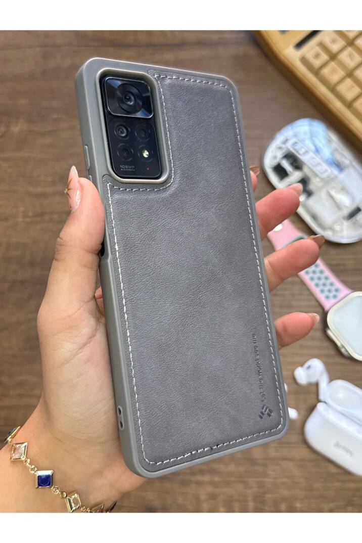 Redmi Note 11 Pro 4G Uyumlu Premium Deri Dokulu Darbelere Karşı Dayanıklı Nazal Silikon Kılıf - 9