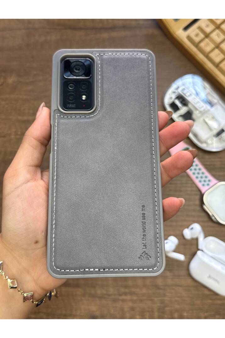 Redmi Note 11 Pro 4G Uyumlu Premium Deri Dokulu Darbelere Karşı Dayanıklı Nazal Silikon Kılıf - 12