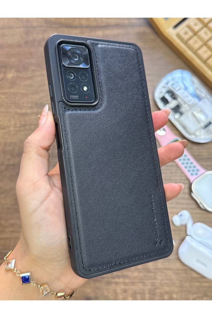 Redmi Note 11 Pro 4G Uyumlu Premium Deri Dokulu Darbelere Karşı Dayanıklı Nazal Silikon Kılıf - 13