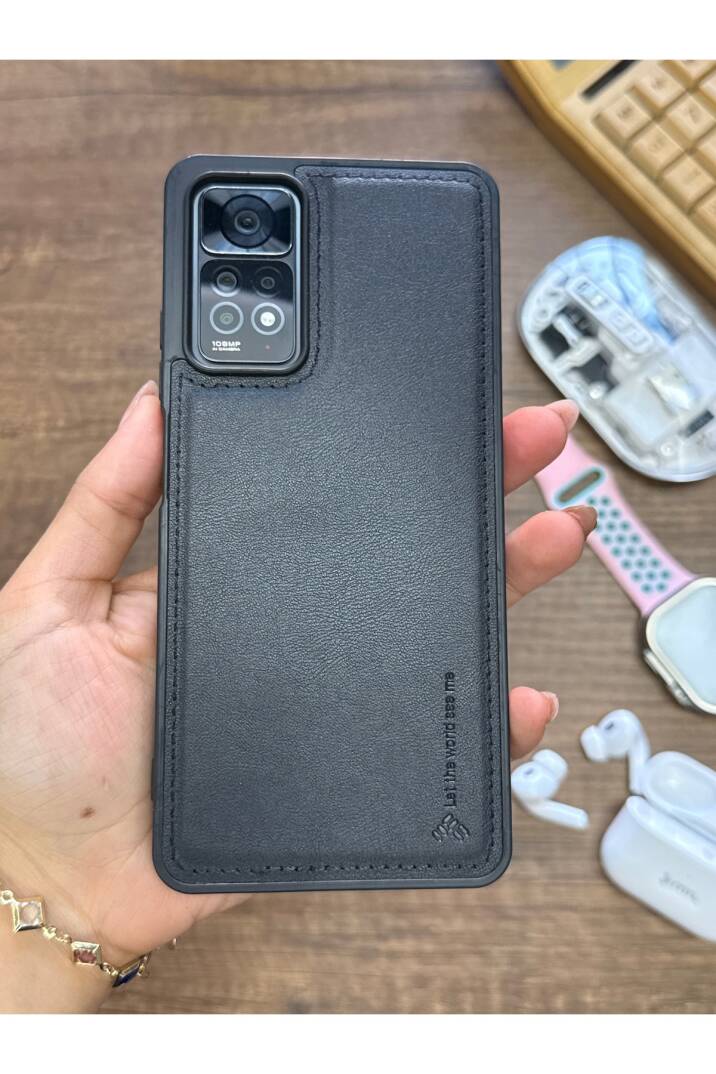 Redmi Note 11 Pro 4G Uyumlu Premium Deri Dokulu Darbelere Karşı Dayanıklı Nazal Silikon Kılıf - 16