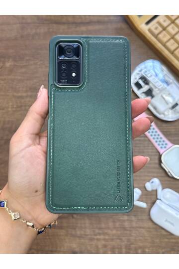 Redmi Note 11 Pro 4G Uyumlu Premium Deri Dokulu Darbelere Karşı Dayanıklı Nazal Silikon Kılıf - 20