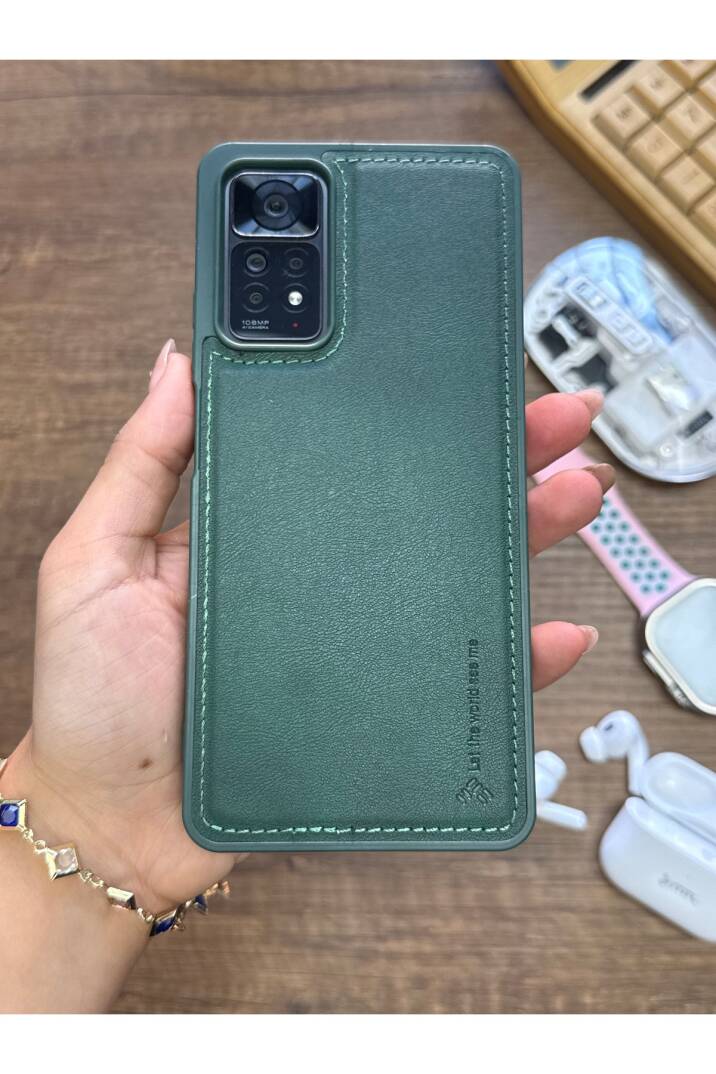 Redmi Note 11 Pro 4G Uyumlu Premium Deri Dokulu Darbelere Karşı Dayanıklı Nazal Silikon Kılıf - 20