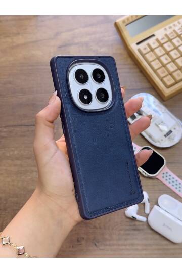 Redmi Note 14 Pro Plus 5G Uyumlu Premium Deri Dokulu Darbelere Karşı Dayanıklı Nazal Silikon Kılıf - 9