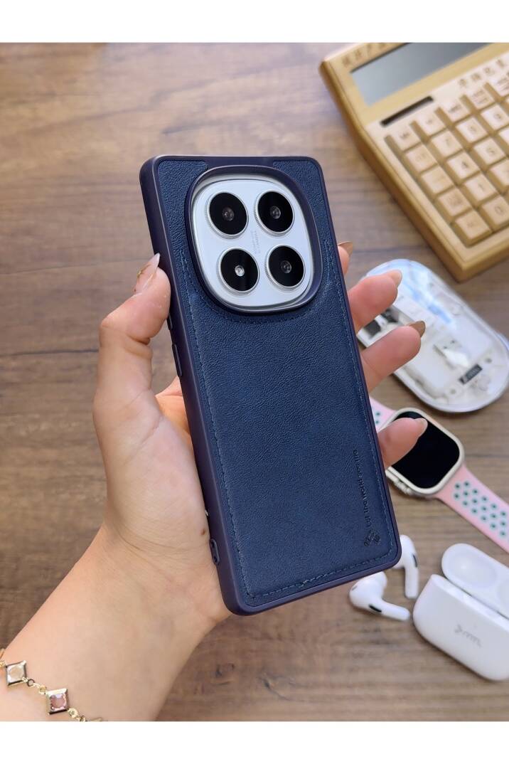 Redmi Note 14 Pro Plus 5G Uyumlu Premium Deri Dokulu Darbelere Karşı Dayanıklı Nazal Silikon Kılıf - 9
