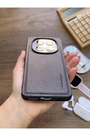 Redmi Note 14 Pro Plus 5G Uyumlu Premium Deri Dokulu Darbelere Karşı Dayanıklı Nazal Silikon Kılıf - 19