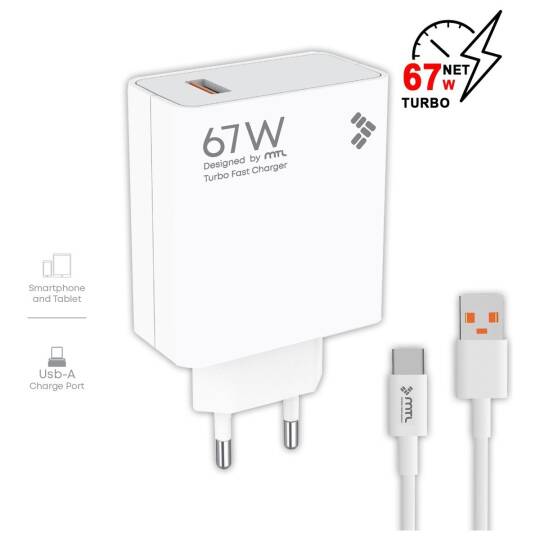 Redmi Note 14S Uyumlu 67W Turbo USB Şarj Seti Qc 4.0 MT-A1763