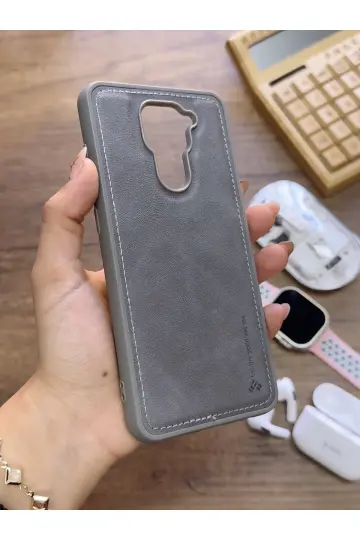 Redmi Note 9 Uyumlu Premium Deri Dokulu Darbelere Karşı Dayanıklı Nazal Silikon Kılıf
