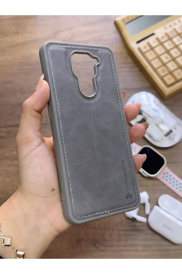 Redmi Note 9 Uyumlu Premium Deri Dokulu Darbelere Karşı Dayanıklı Nazal Silikon Kılıf - 1