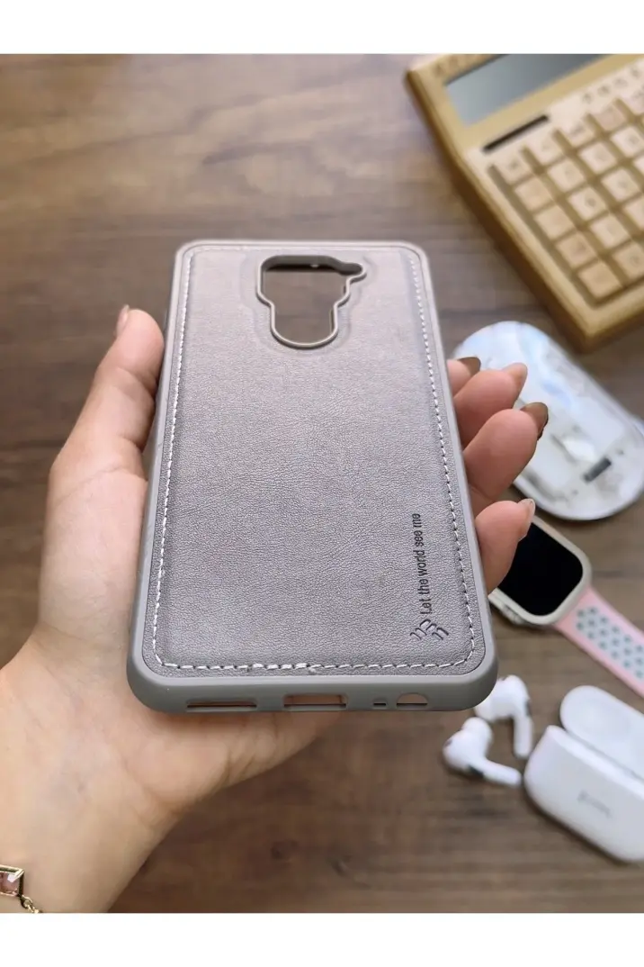 Redmi Note 9 Uyumlu Premium Deri Dokulu Darbelere Karşı Dayanıklı Nazal Silikon Kılıf - 3