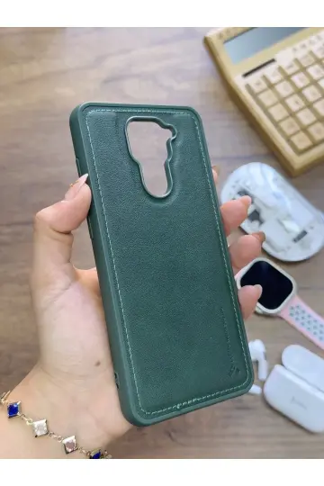 Redmi Note 9 Uyumlu Premium Deri Dokulu Darbelere Karşı Dayanıklı Nazal Silikon Kılıf - 4