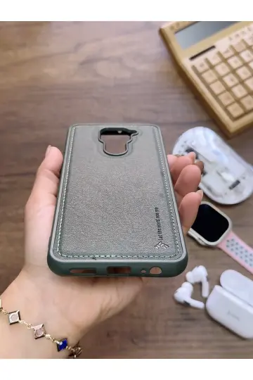 Redmi Note 9 Uyumlu Premium Deri Dokulu Darbelere Karşı Dayanıklı Nazal Silikon Kılıf - 6