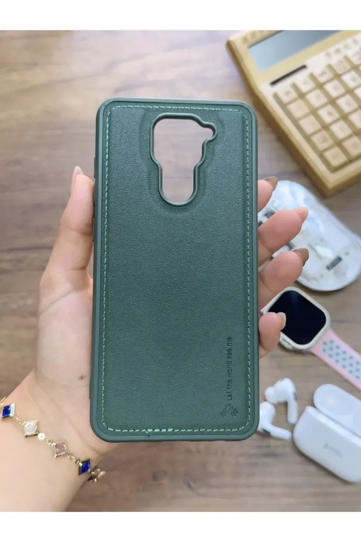 Redmi Note 9 Uyumlu Premium Deri Dokulu Darbelere Karşı Dayanıklı Nazal Silikon Kılıf - 7