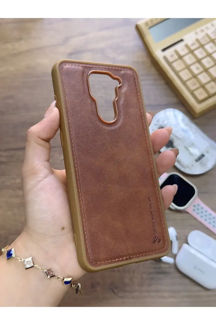 Redmi Note 9 Uyumlu Premium Deri Dokulu Darbelere Karşı Dayanıklı Nazal Silikon Kılıf - 8